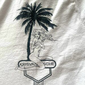 ❌SOLD❌ KRIS VAN ASSCHE T-shirt V-Neck Palm Tree  Tropical Graphic RARE! Size L